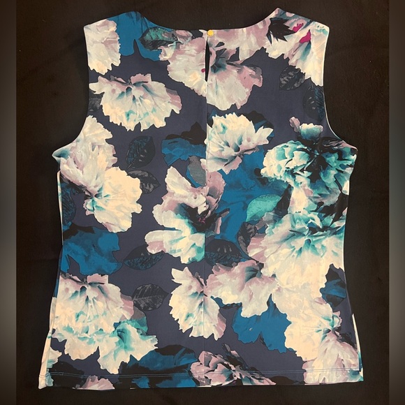 Calvin Klein Women’s Floral Top Pleated Neck Sleeveless Cami Size Large - Picture 3 of 9